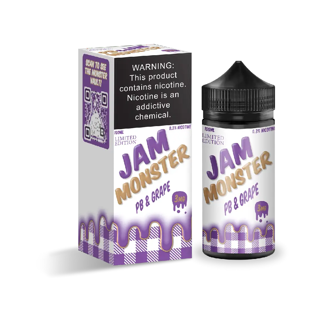 Grape peanut butter jam monster e liquid by Jam Monster 100ml Vape Device